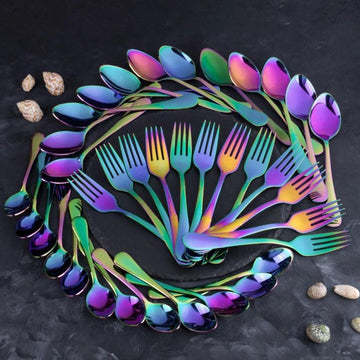 5 YEAR GUARANTEE 50 Gram Premium Rainbow Cutlery Set Qareenay Manzil® branded
